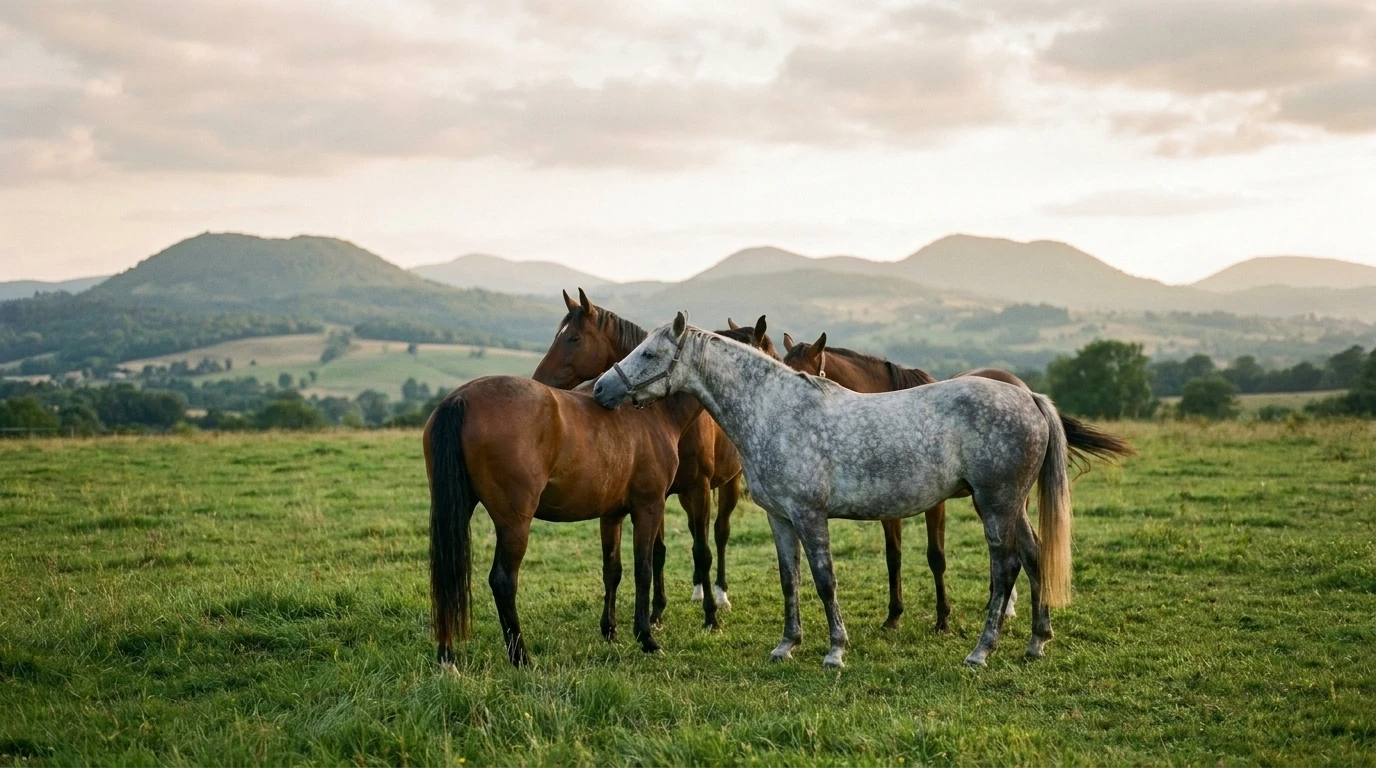 Les chevaux du CENTRE EQUESTRE DE MONTCELET en liberté, Puy-de-Dôme